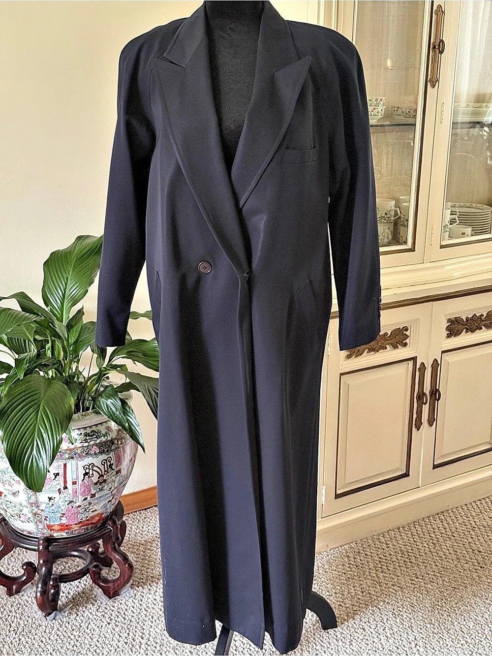 Oleg Cassini Women's Long Trench Coat Blue Size 6